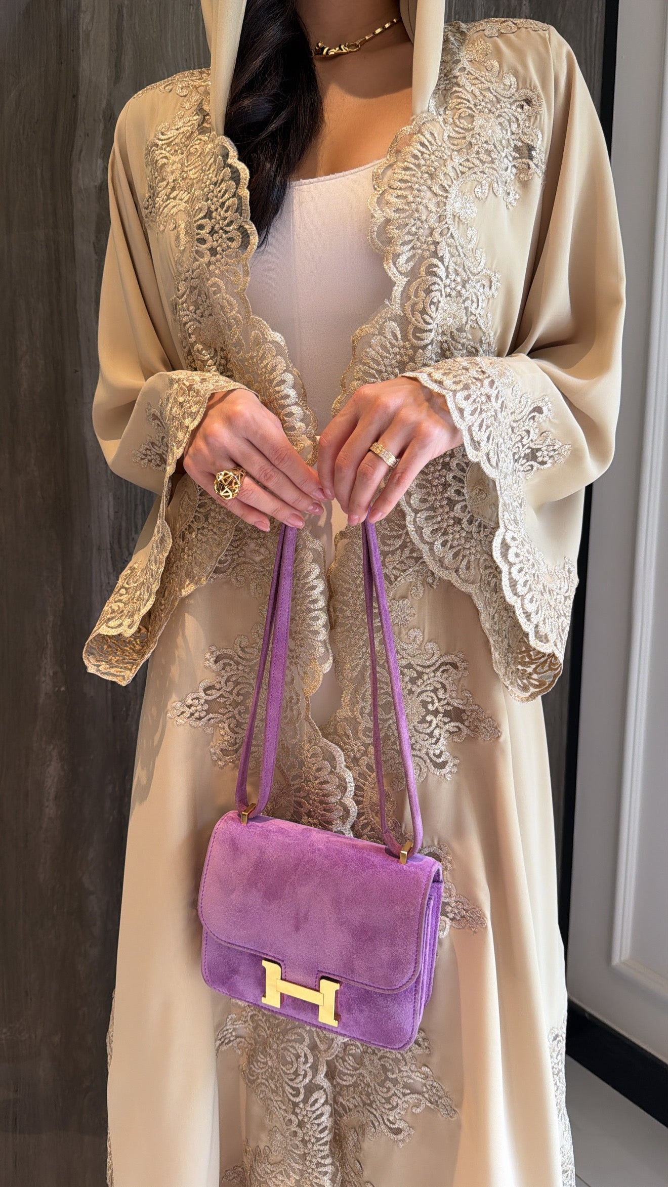 Beige Shimmer Dantelle