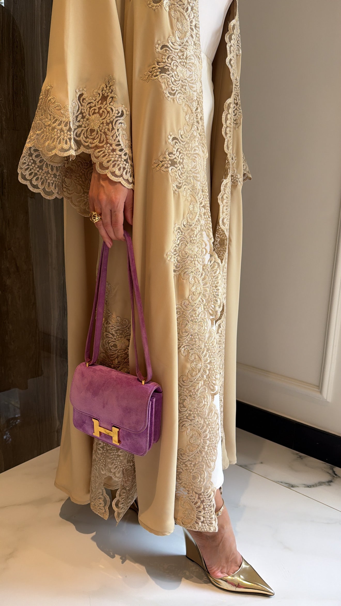 Beige Shimmer Dantelle