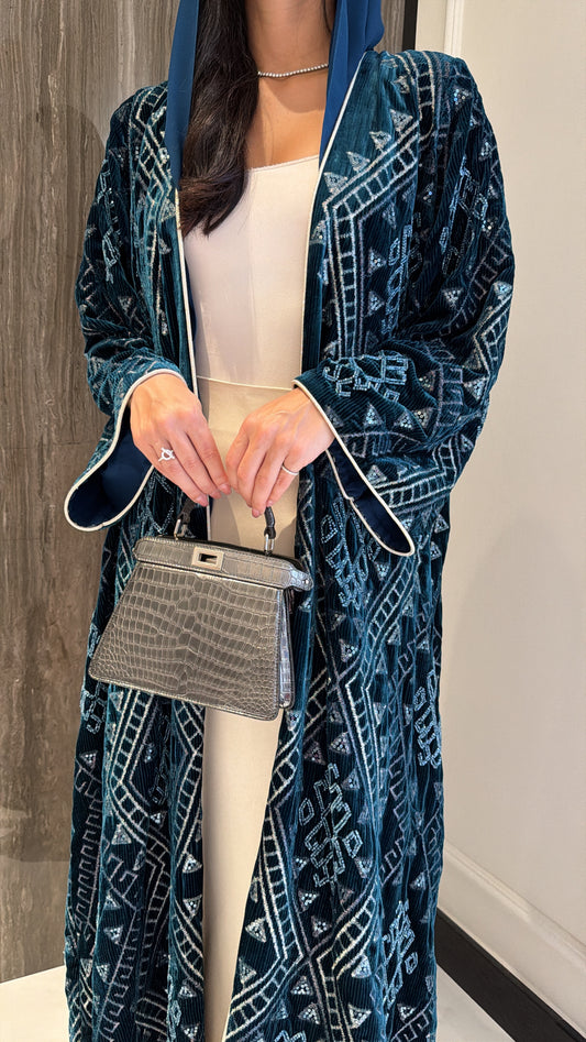 Blue Aztec Velvet