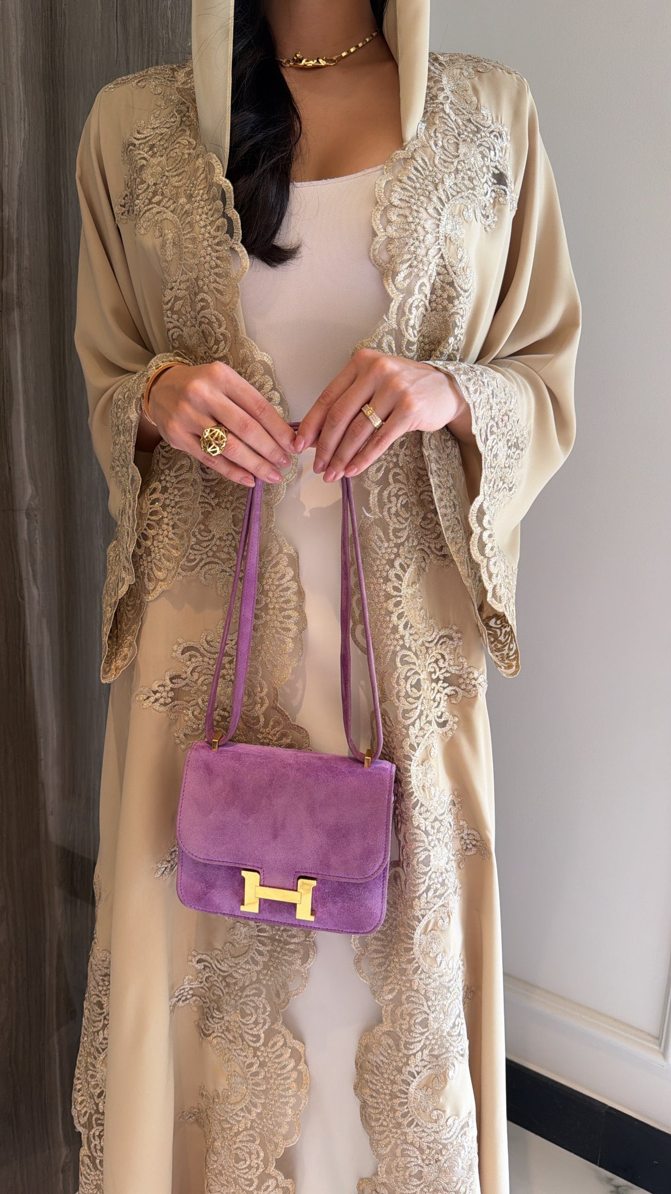 Beige Shimmer Dantelle