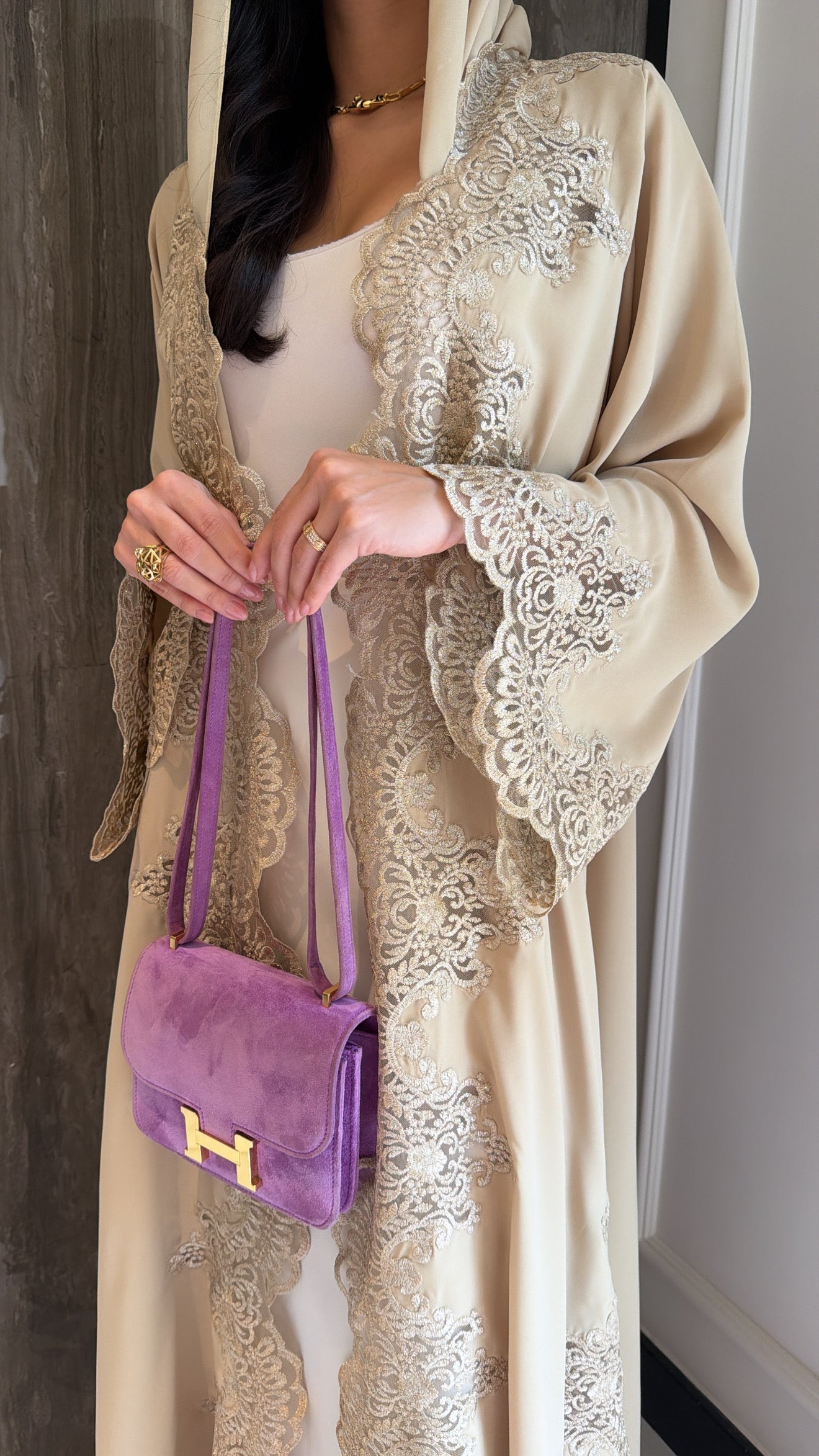 Beige Shimmer Dantelle