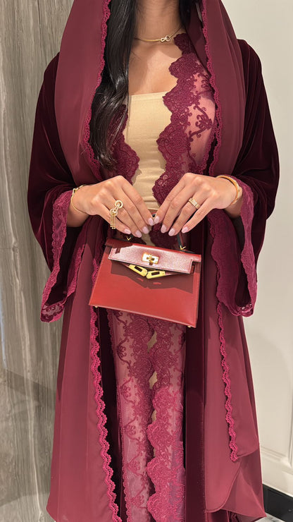 Maroon Lace Velvet